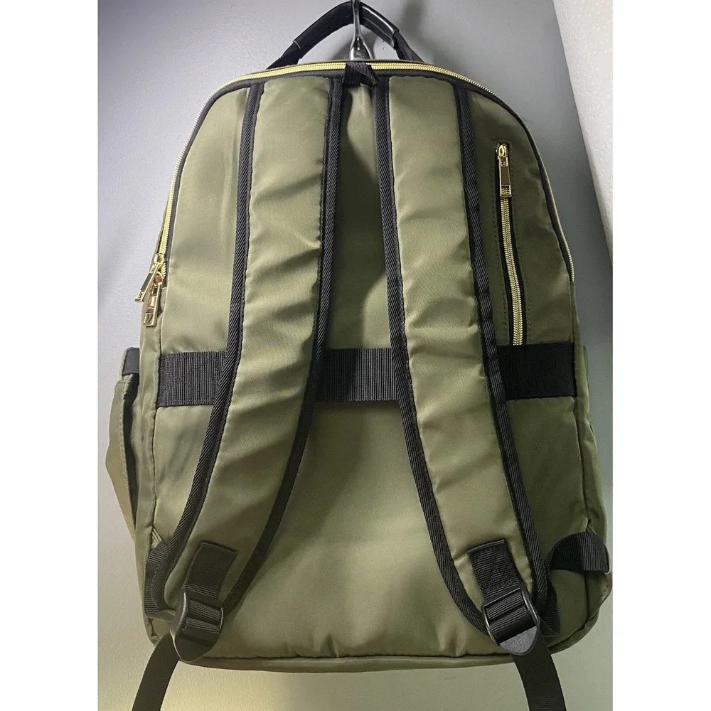 Kasibon Backpack W/Laptop Sleeve and USB Charging‎ Port Army Green NEW 16x14x6